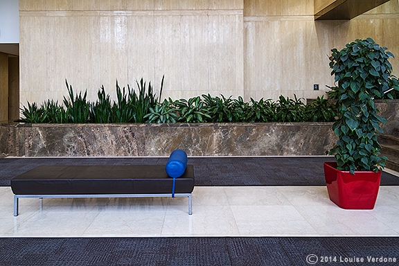 Blue Cushion and Red Planter