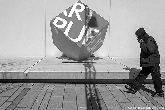 Man and Cube Sculpture