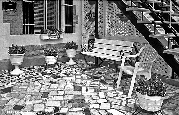 Flower Pots, chair and bench