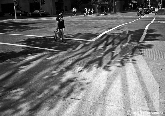 Tree Shadow, Light Streaks and Woman