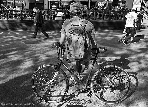 Cyclist and shadows