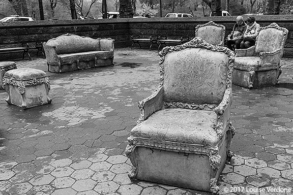 Seated Near Sofa and Armchair Sculptures