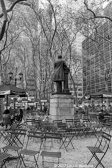 Sculpture and Chairs in a Square