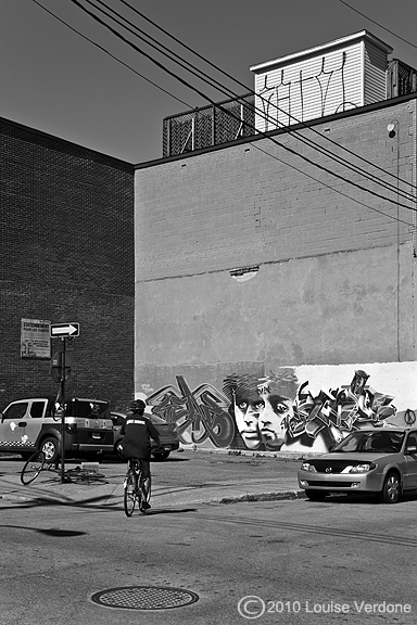 Wires and graffiti mural