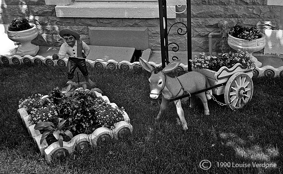 Garden with Donkey, Cart and Peasant